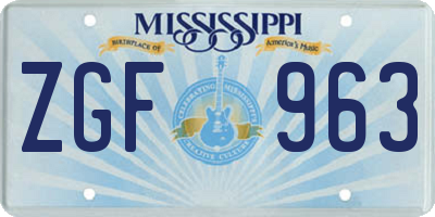MS license plate ZGF963