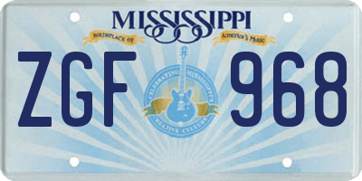 MS license plate ZGF968