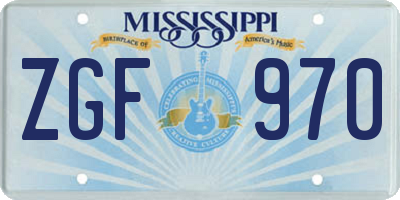 MS license plate ZGF970