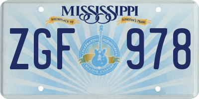 MS license plate ZGF978