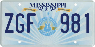 MS license plate ZGF981