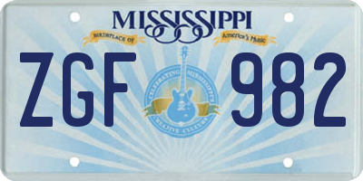 MS license plate ZGF982