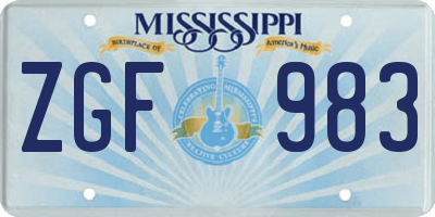 MS license plate ZGF983