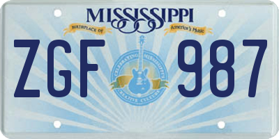 MS license plate ZGF987