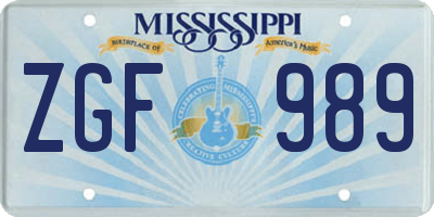 MS license plate ZGF989