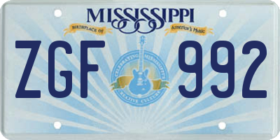 MS license plate ZGF992