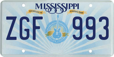 MS license plate ZGF993