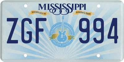 MS license plate ZGF994