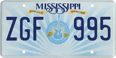 MS license plate ZGF995