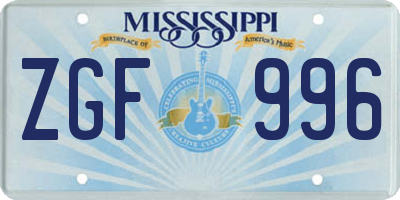 MS license plate ZGF996