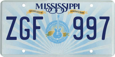 MS license plate ZGF997