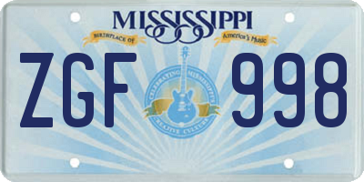 MS license plate ZGF998