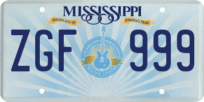 MS license plate ZGF999