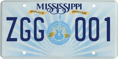 MS license plate ZGG001