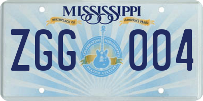 MS license plate ZGG004