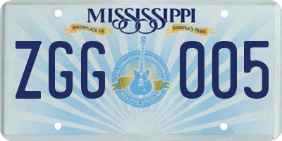 MS license plate ZGG005