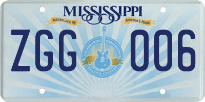 MS license plate ZGG006