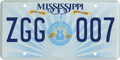 MS license plate ZGG007