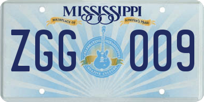 MS license plate ZGG009
