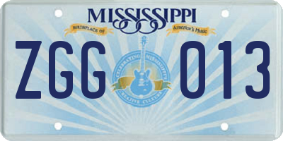 MS license plate ZGG013