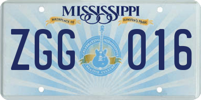 MS license plate ZGG016