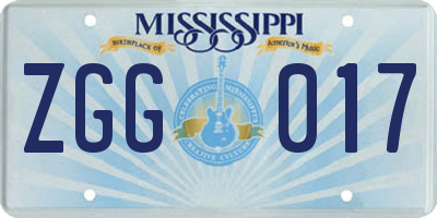MS license plate ZGG017