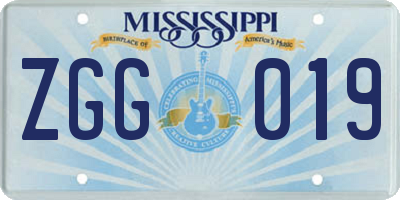MS license plate ZGG019
