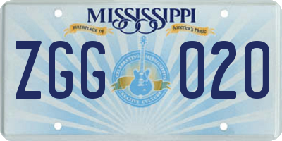 MS license plate ZGG020