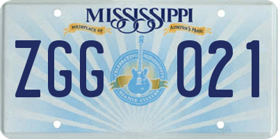 MS license plate ZGG021