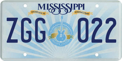 MS license plate ZGG022