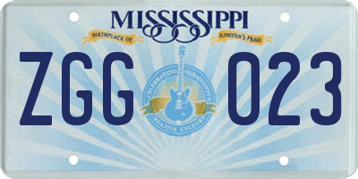MS license plate ZGG023