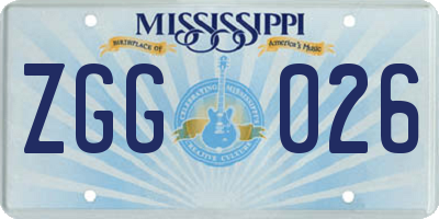 MS license plate ZGG026
