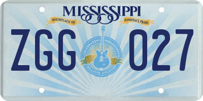 MS license plate ZGG027