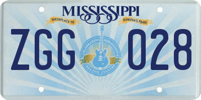 MS license plate ZGG028