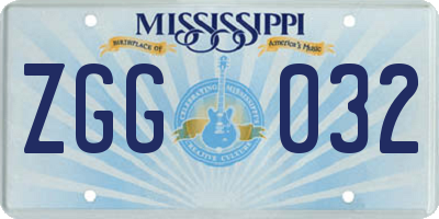 MS license plate ZGG032