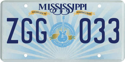 MS license plate ZGG033