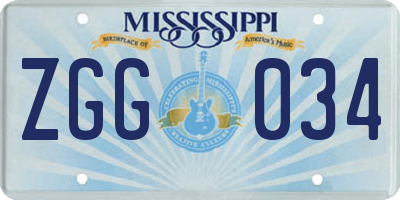 MS license plate ZGG034