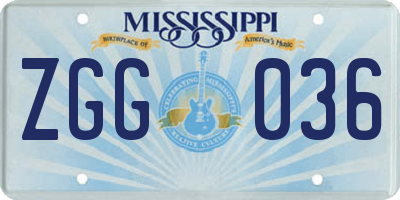 MS license plate ZGG036