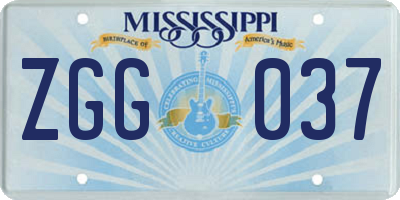 MS license plate ZGG037