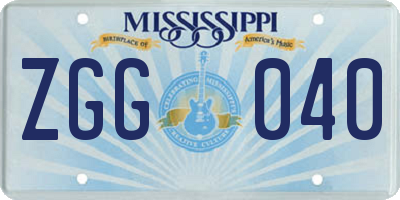 MS license plate ZGG040