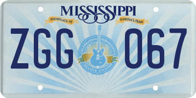 MS license plate ZGG067