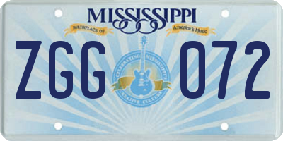 MS license plate ZGG072