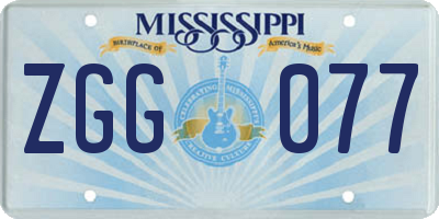 MS license plate ZGG077