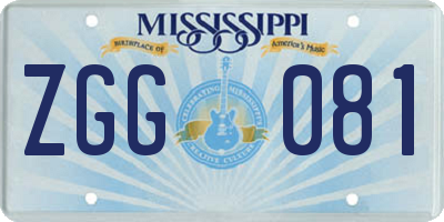 MS license plate ZGG081