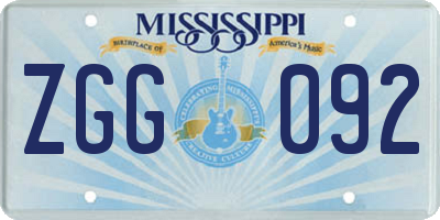 MS license plate ZGG092