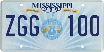 MS license plate ZGG100