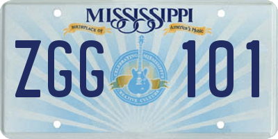 MS license plate ZGG101