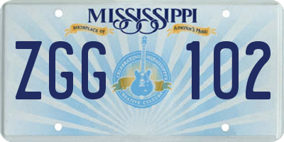 MS license plate ZGG102