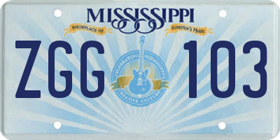 MS license plate ZGG103