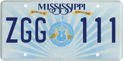 MS license plate ZGG111